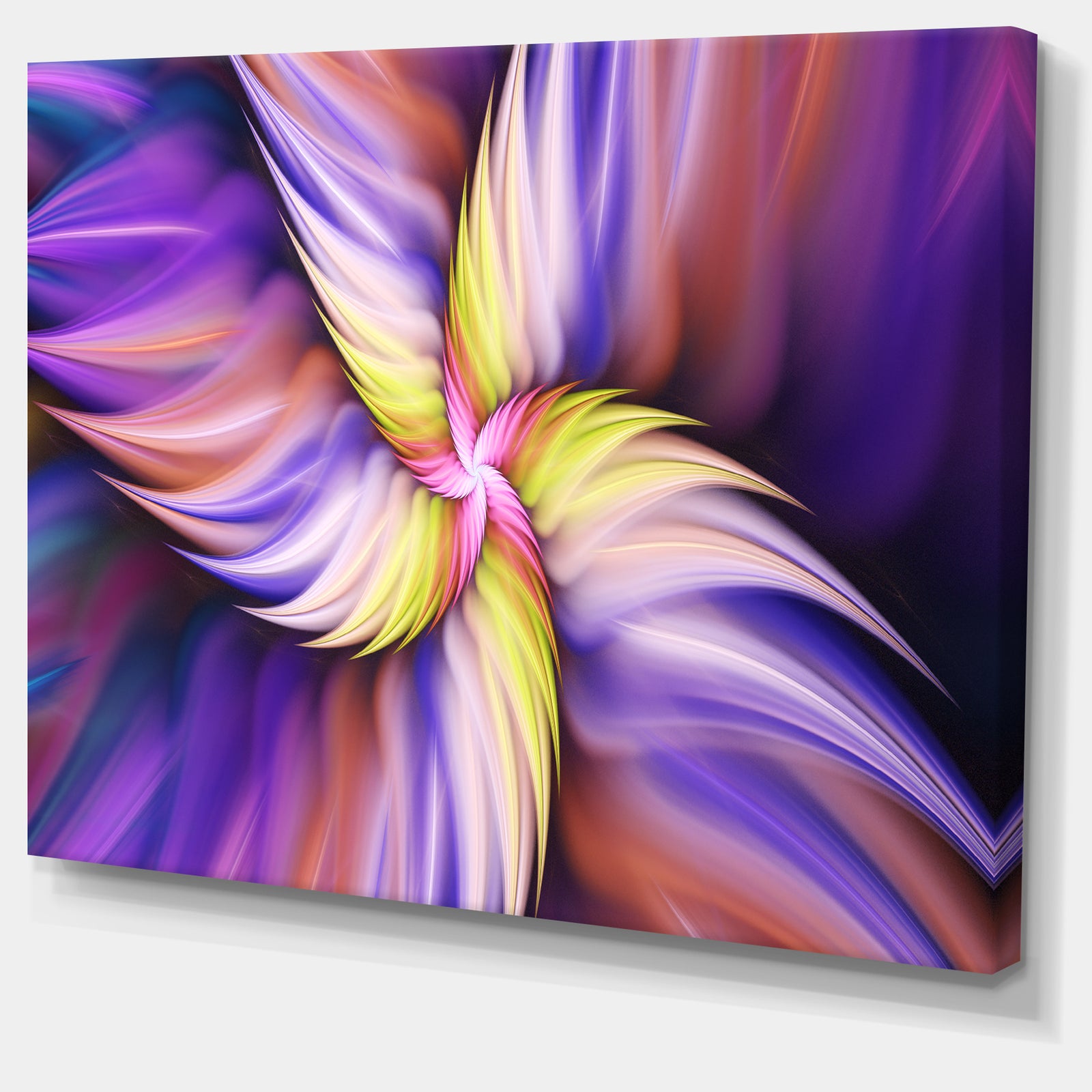 Purple Yellow Rotating Flower - Extra Large Floral Canvas Art Print