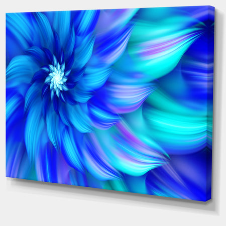 Massive Blue Fractal Flower - Extra Large Floral Canvas Art Print