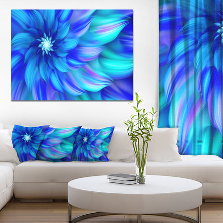 Massive Blue Fractal Flower - Extra Large Floral Canvas Art Print