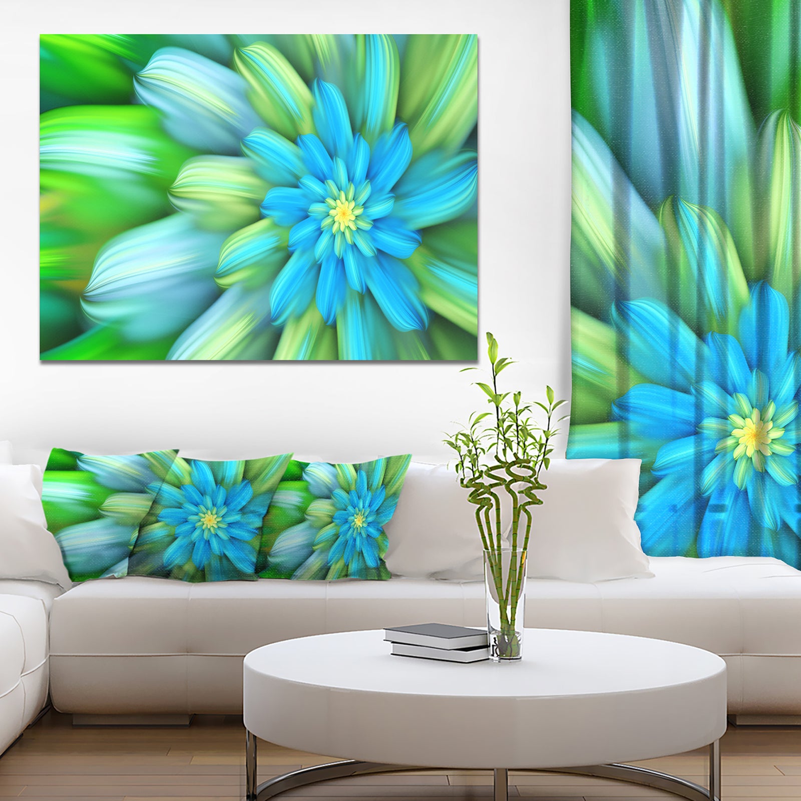 Massive Green Fractal Flower - Extra Large Floral Canvas Art Print