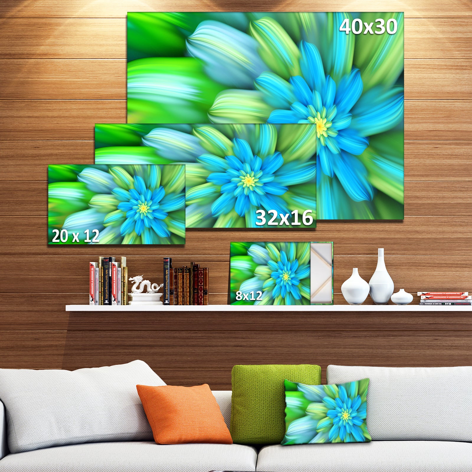 Massive Green Fractal Flower - Extra Large Floral Canvas Art Print