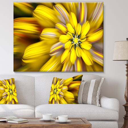 Massive Yellow Fractal Flower - Extra Large Floral Canvas Art Print