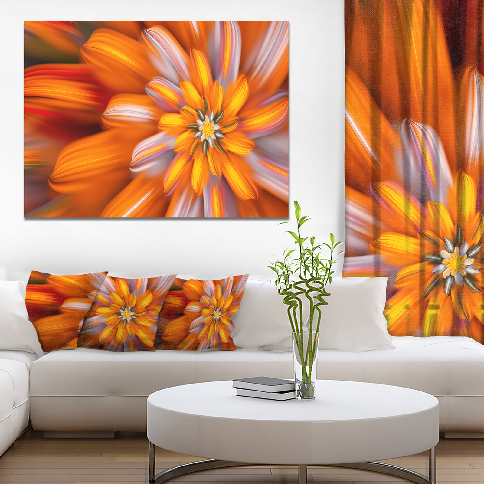 Massive Orange Fractal Flower - Extra Large Floral Canvas Art Print