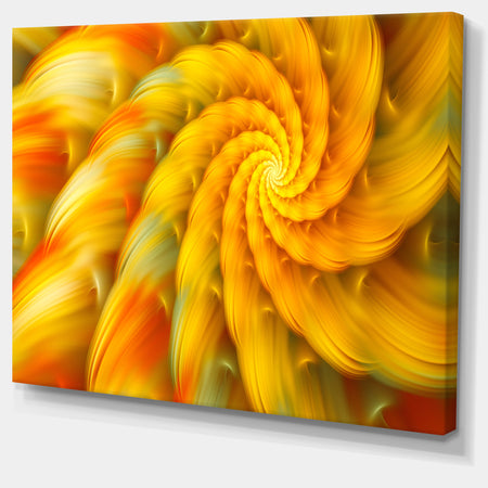 Rotating Yellow Fractal Flower - Extra Large Floral Canvas Art Print