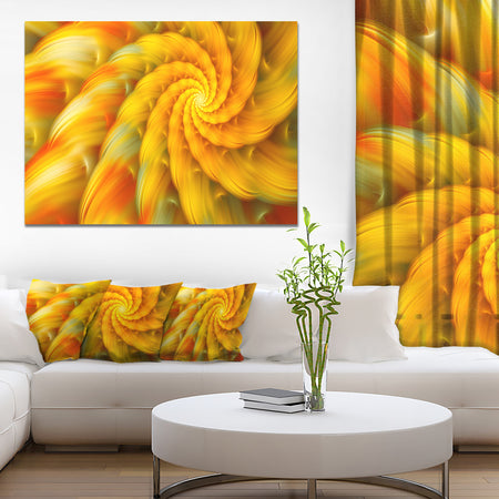 Rotating Yellow Fractal Flower - Extra Large Floral Canvas Art Print