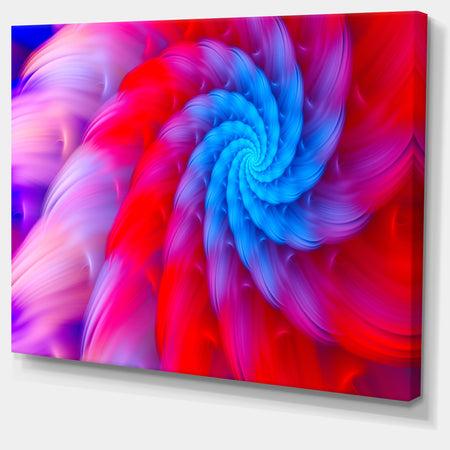 Rotating Red Pink Fractal Flower - Extra Large Floral Canvas Art Print