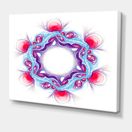 Blue Red Fractal Flower on White - Extra Large Floral Canvas Art Print