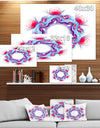 Blue Red Fractal Flower on White - Extra Large Floral Canvas Art Print