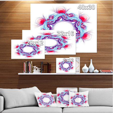 Blue Red Fractal Flower on White - Extra Large Floral Canvas Art Print