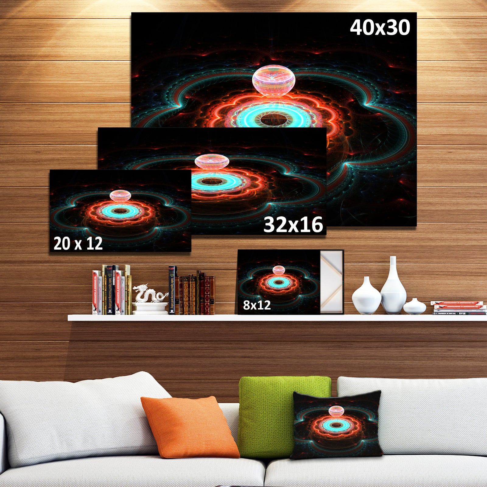Balloon over Fractal Colored Area - Extra Large Floral Canvas Art Print