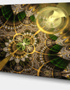 Dark Green and Gold Fractal Flower - Extra Large Floral Canvas Art Print