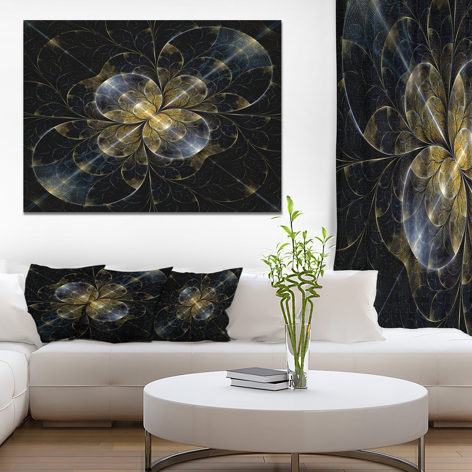Symmetrical Golden Fractal Flower - Extra Large Floral Canvas Art Print