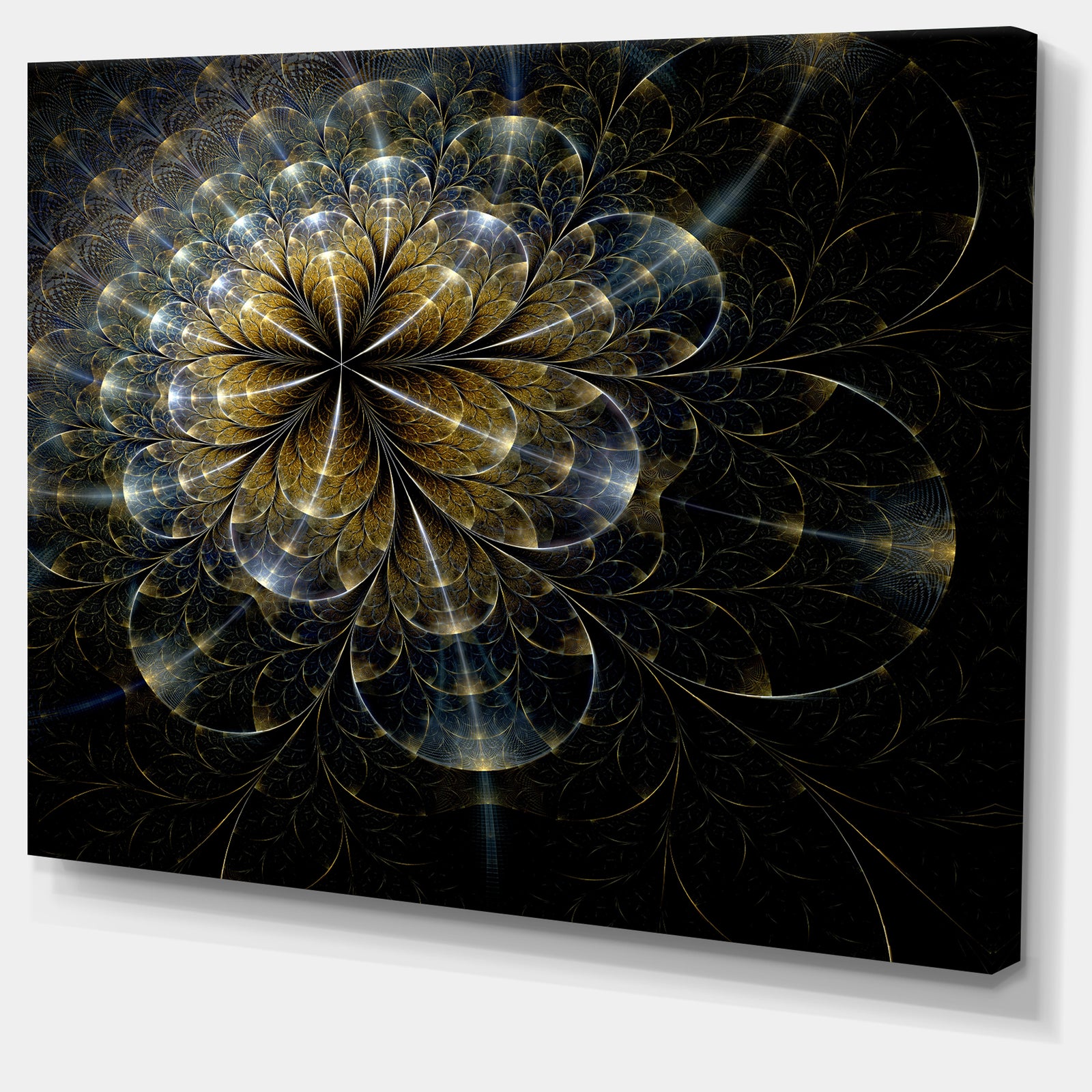 Large Mystic Golden Fractal Flower - Extra Large Floral Canvas Art Print