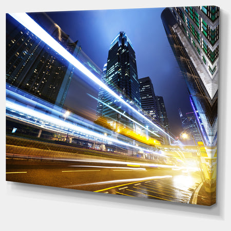 Traffic In Hong Kong at Night - Extra Large Cityscape Wall Art