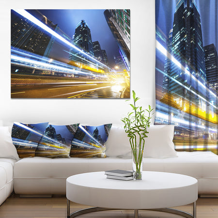Traffic In Hong Kong at Night - Extra Large Cityscape Wall Art