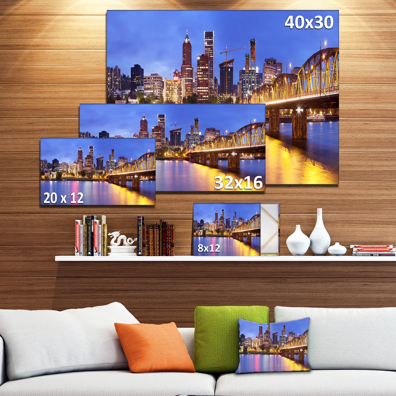 Skyline across the Willamette River - Extra Large Cityscape Wall Art
