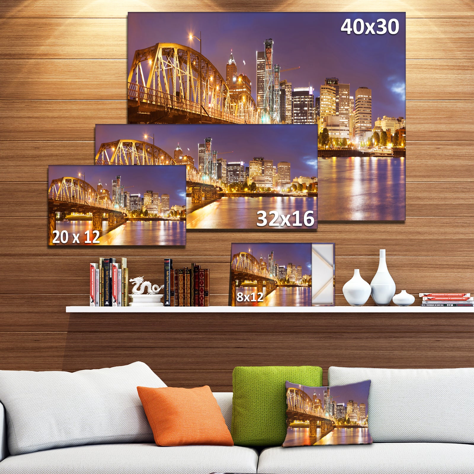Skyline of Portland Panorama - Extra Large Cityscape Wall Art