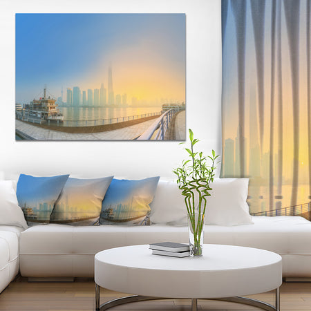 Shanghais Night with Lights - Modern Cityscape Wall Art