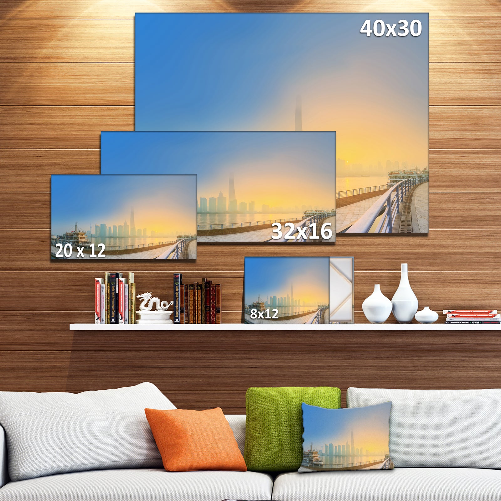 Shanghais Night with Lights - Modern Cityscape Wall Art