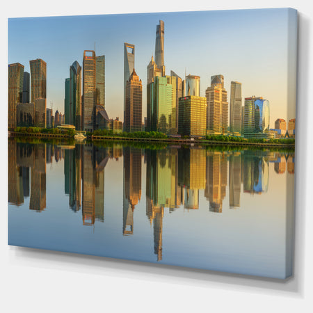Shanghai Huangpu River at Sunset - Modern Cityscape Wall Art