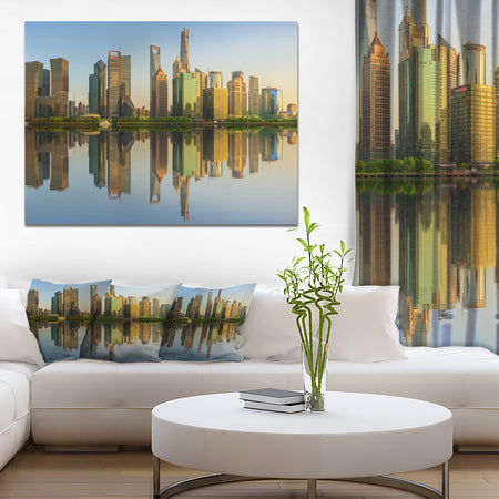 Shanghai Huangpu River at Sunset - Modern Cityscape Wall Art