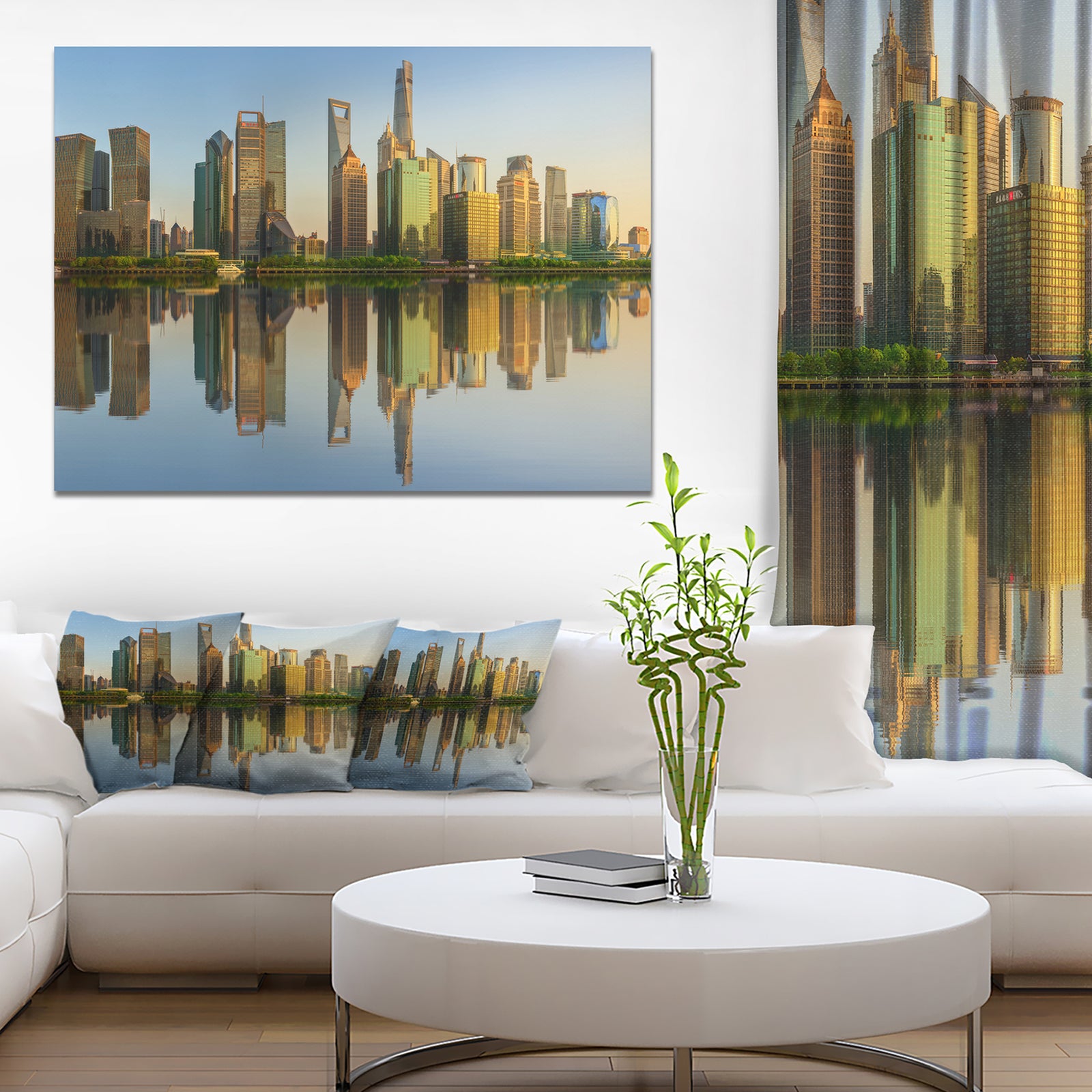 Shanghai Huangpu River at Sunset - Modern Cityscape Wall Art