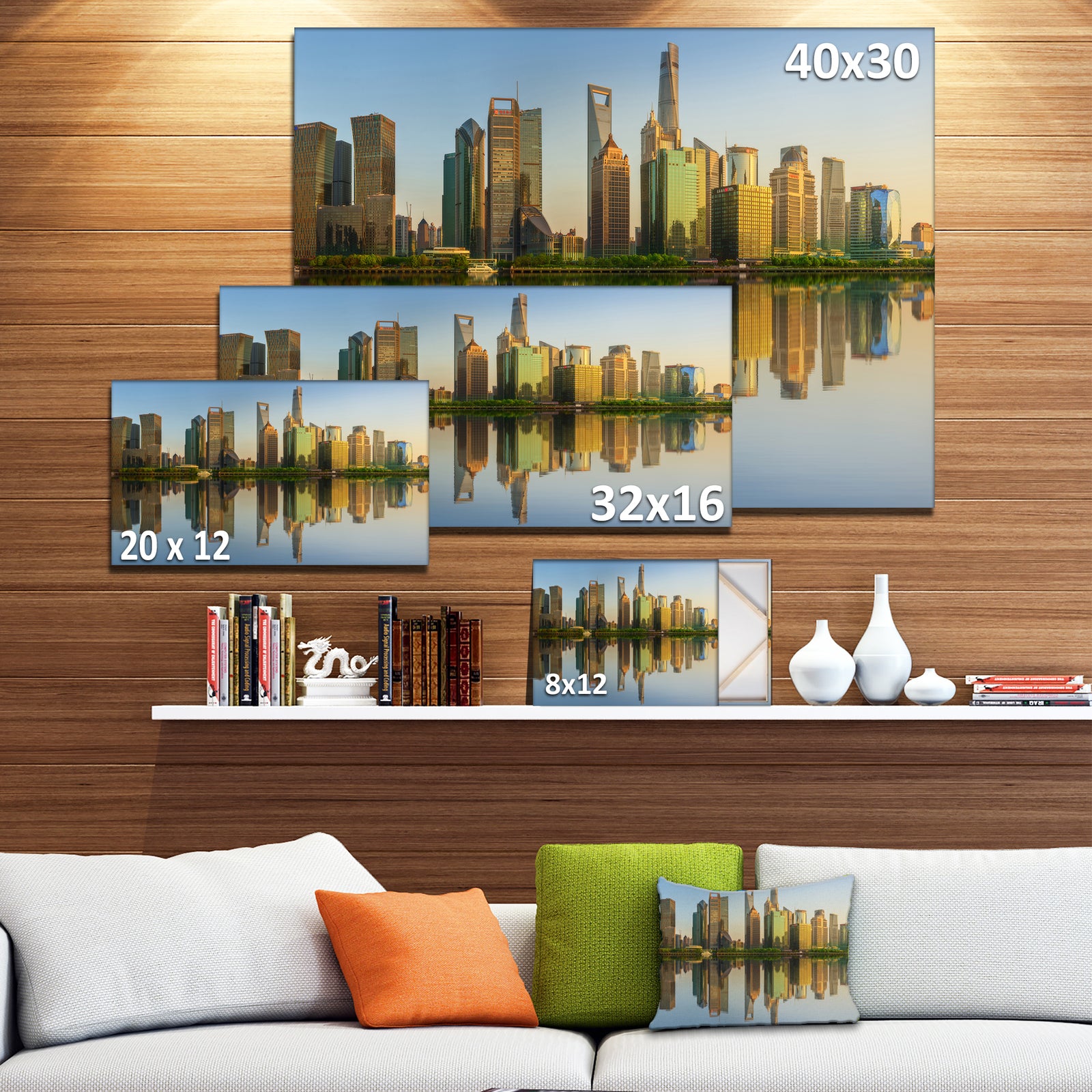 Shanghai Huangpu River at Sunset - Modern Cityscape Wall Art