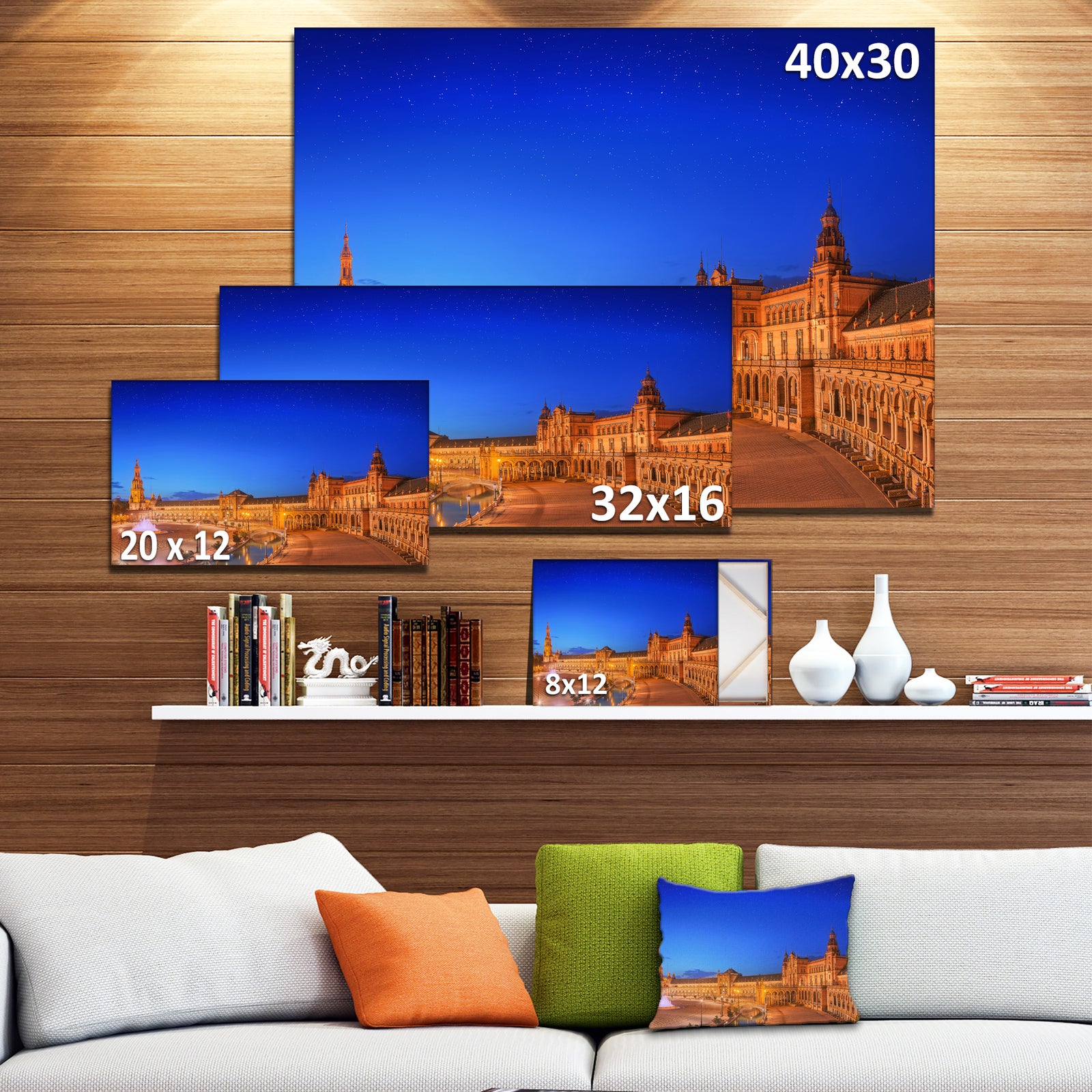 View of Spain Square at Sunset - Modern Cityscape Wall Art