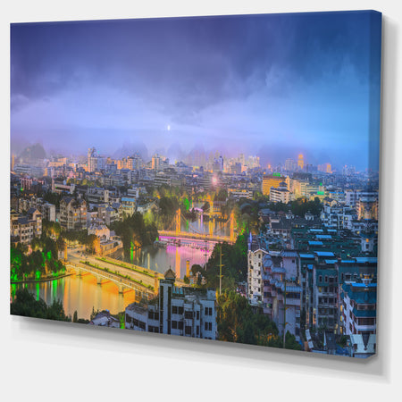 Li River and Karst Hills Panorama - Modern Cityscape Wall Art