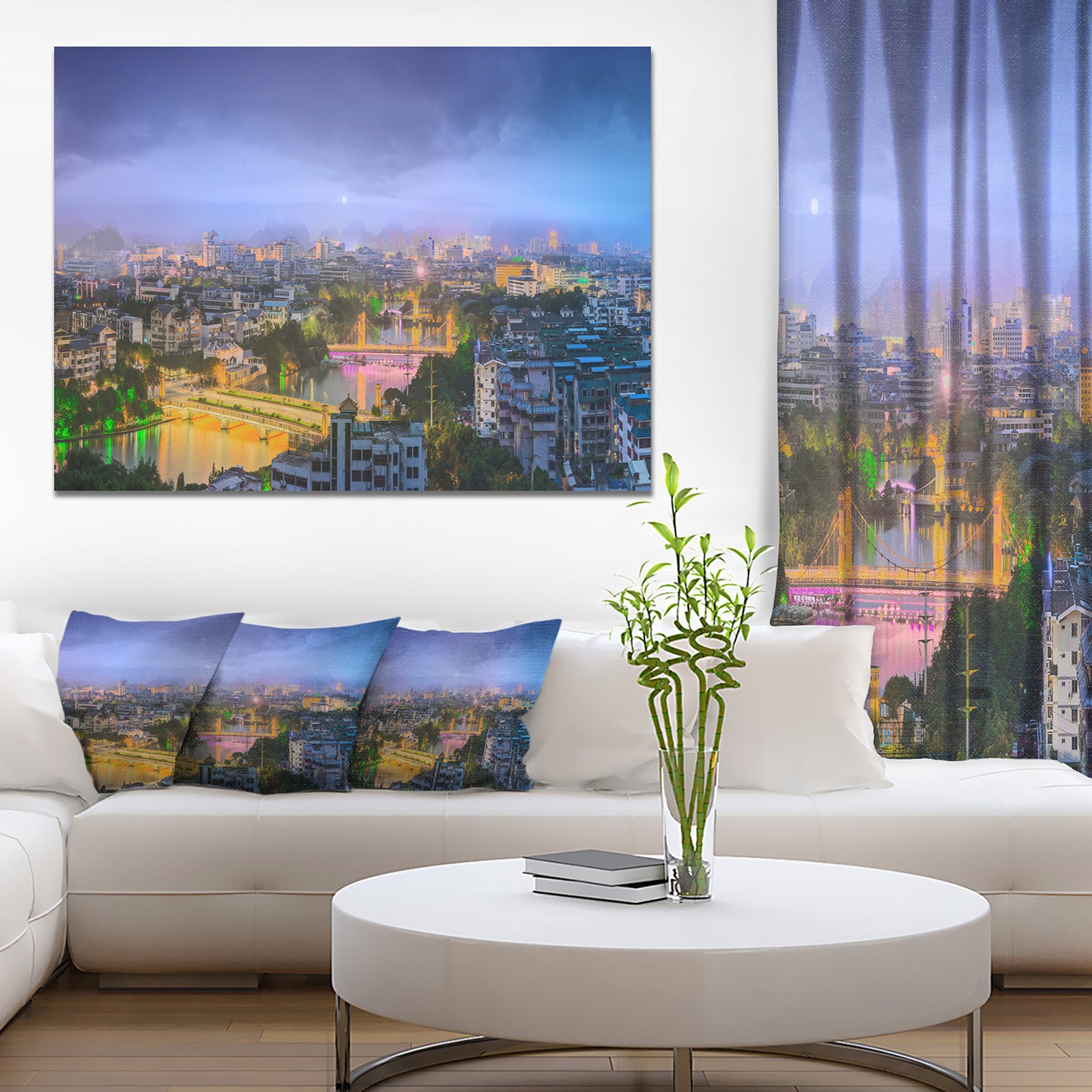 Li River and Karst Hills Panorama - Modern Cityscape Wall Art