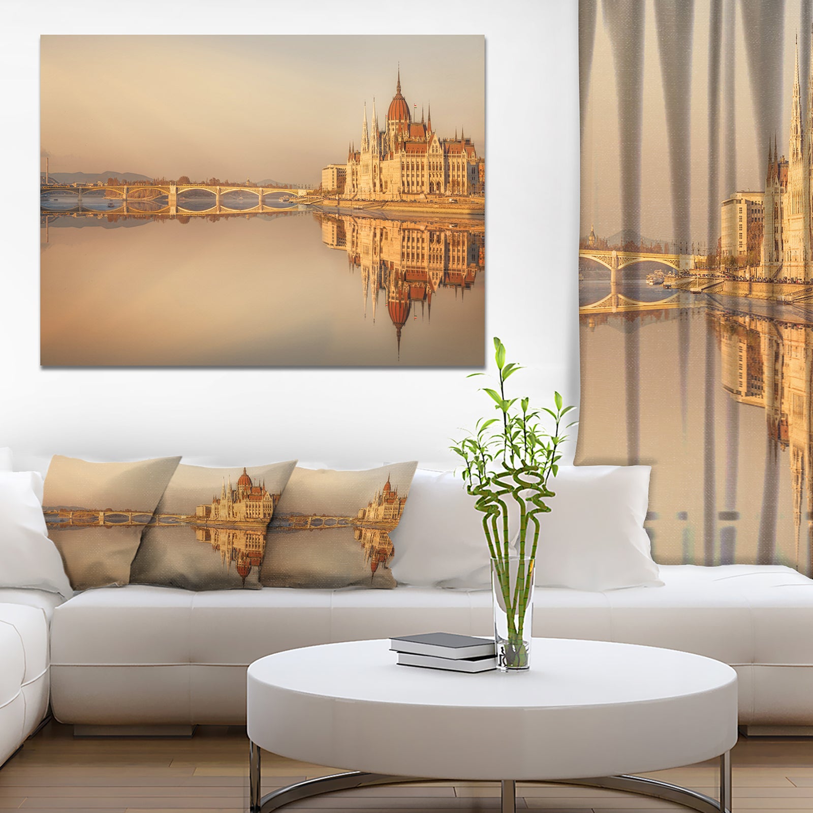 Hungarian Parliament Panorama - Modern Cityscape Wall Art