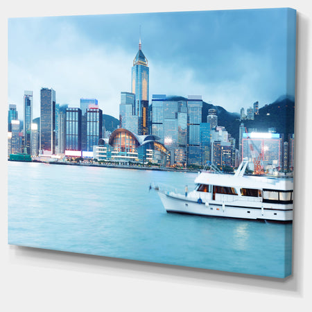 Hong Kong City at Night - Modern Cityscape Wall Art