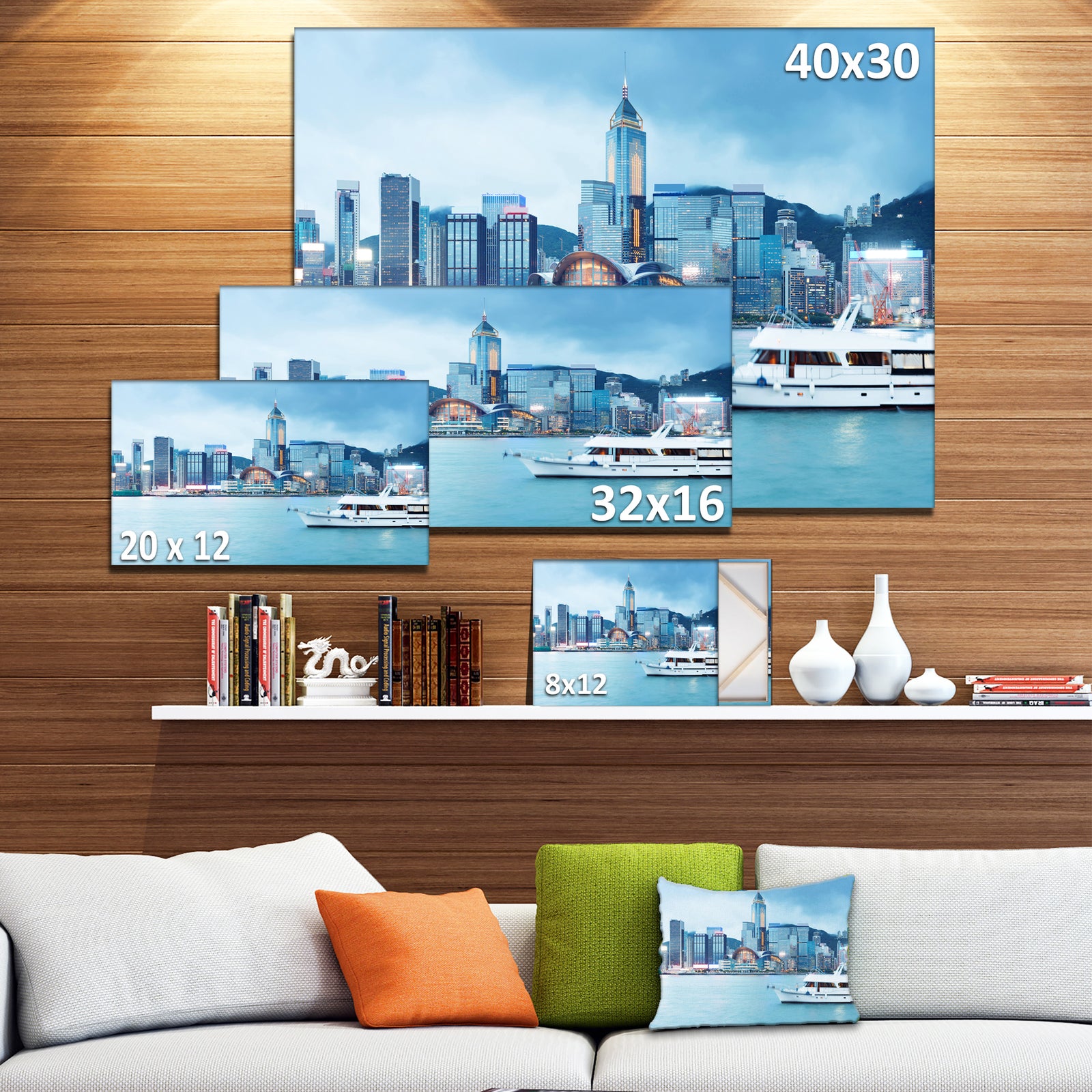 Hong Kong City at Night - Modern Cityscape Wall Art