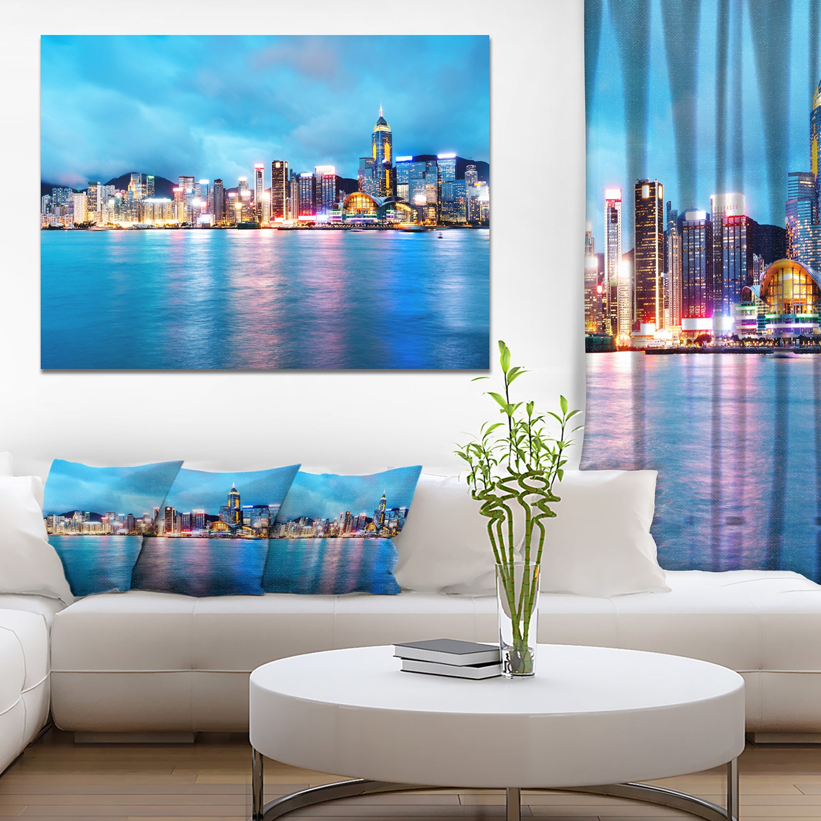 Colorful Hong Kong at Night - Modern Cityscape Wall Art