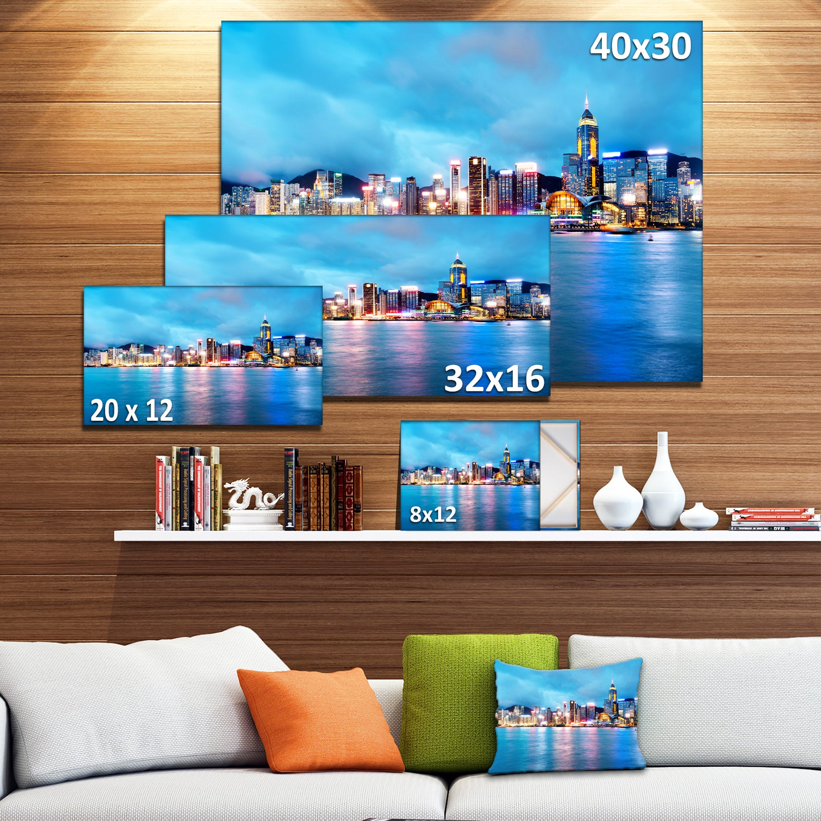 Colorful Hong Kong at Night - Modern Cityscape Wall Art