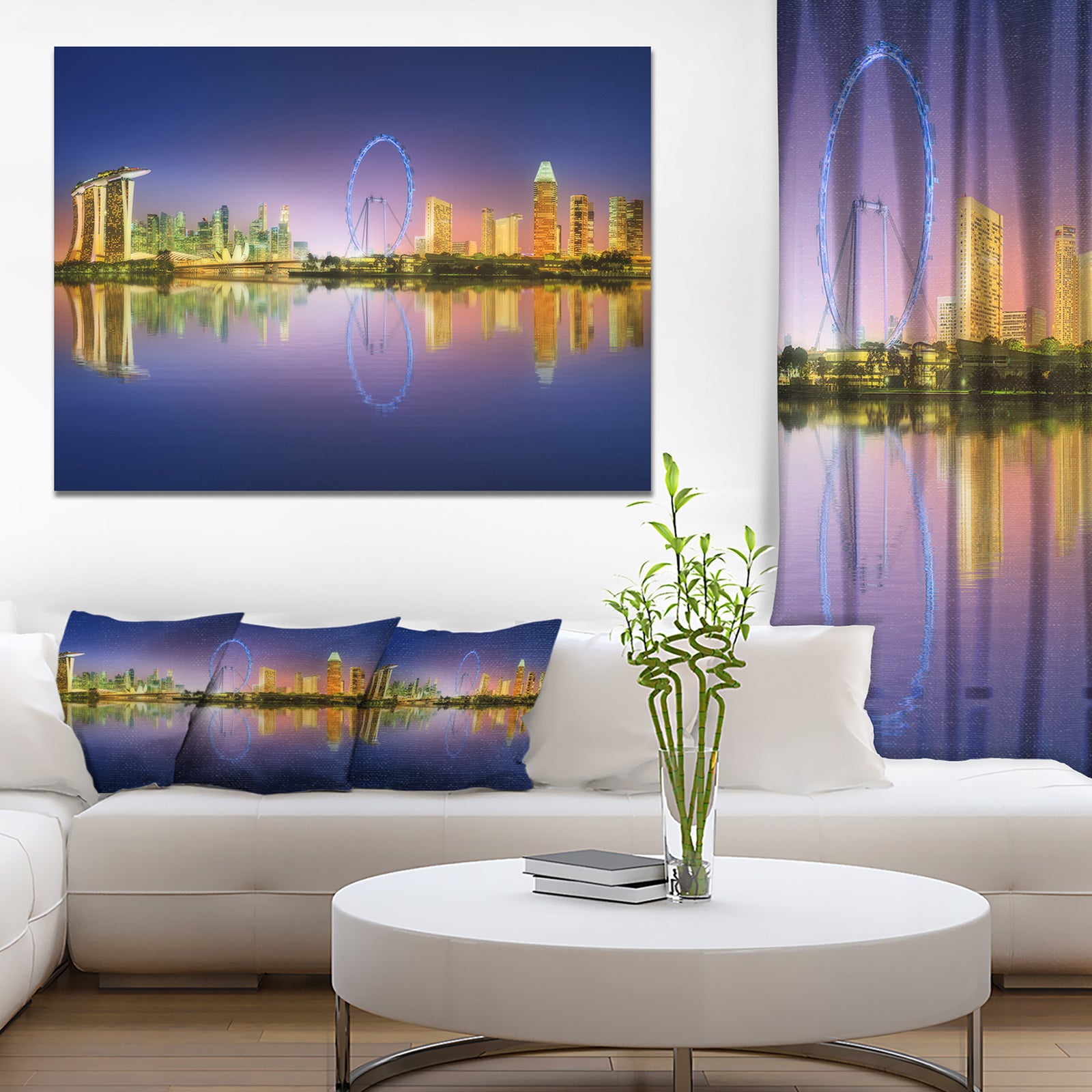 Singapore Skyline and Blue Sky - Cityscape Canvas Wall Art