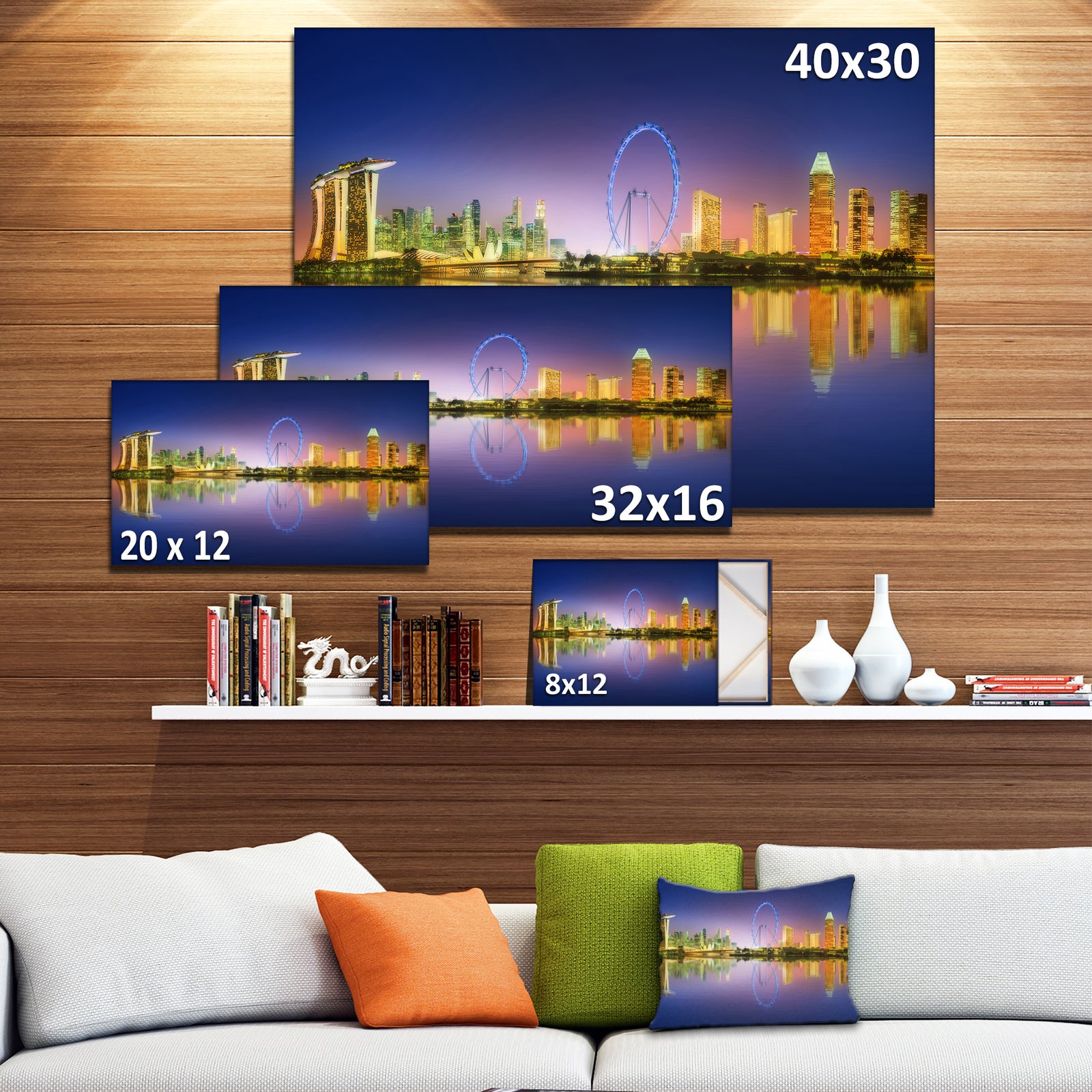 Singapore Skyline and Blue Sky - Cityscape Canvas Wall Art