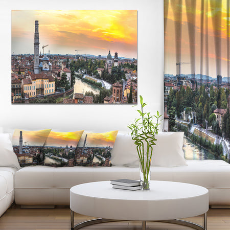 Verona at Sunset in Italy - Cityscape Canvas Wall Art