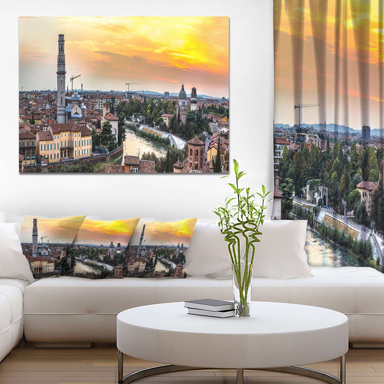 Verona at Sunset in Italy - Cityscape Canvas Wall Art