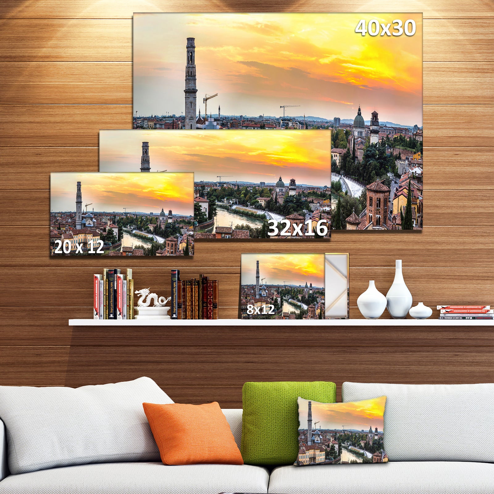 Verona at Sunset in Italy - Cityscape Canvas Wall Art