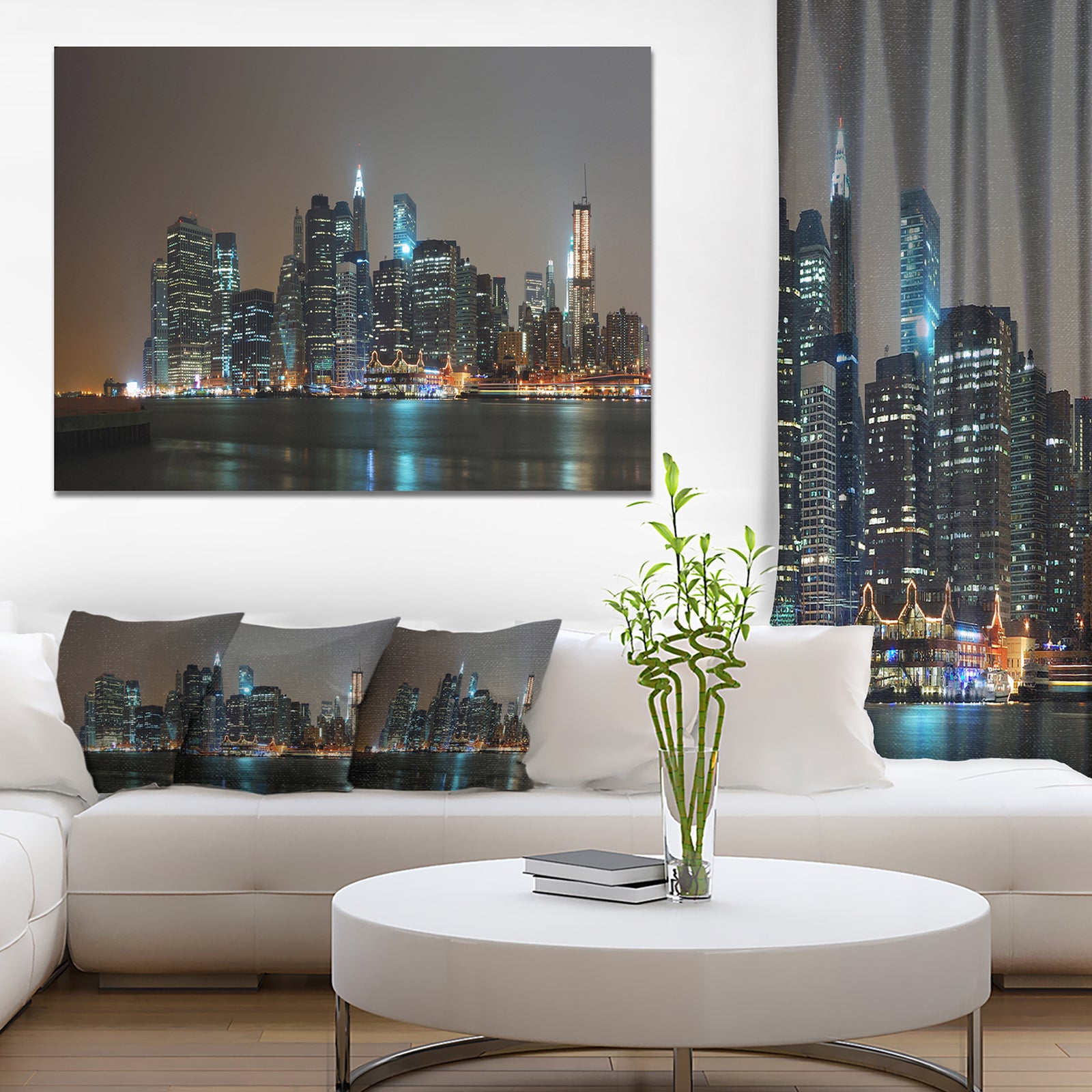 Evening New York Panorama - Cityscape Canvas Wall Art