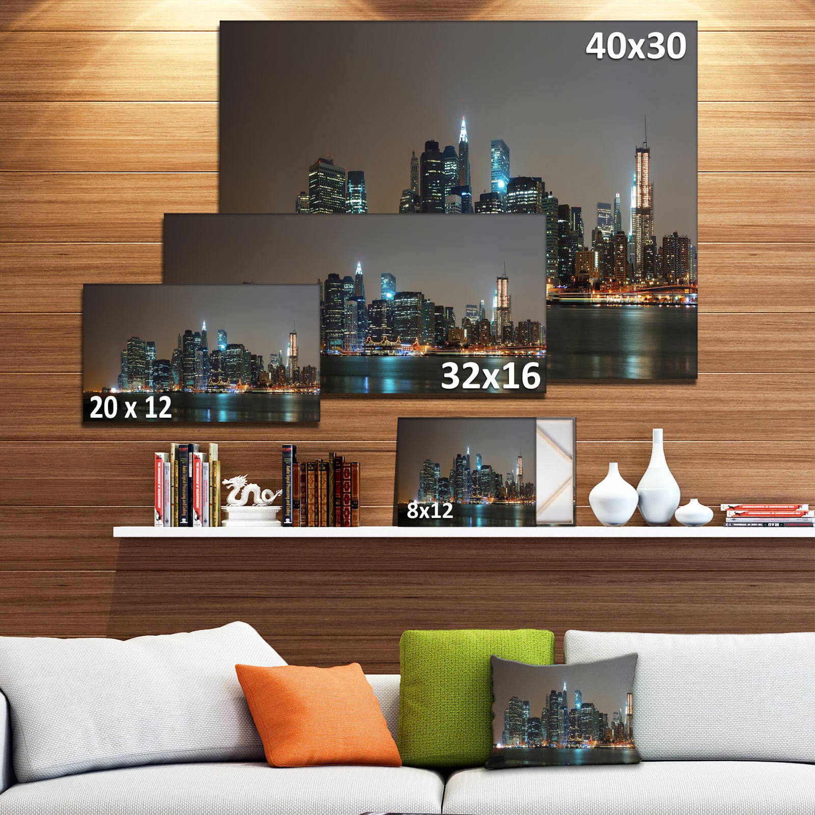 Evening New York Panorama - Cityscape Canvas Wall Art