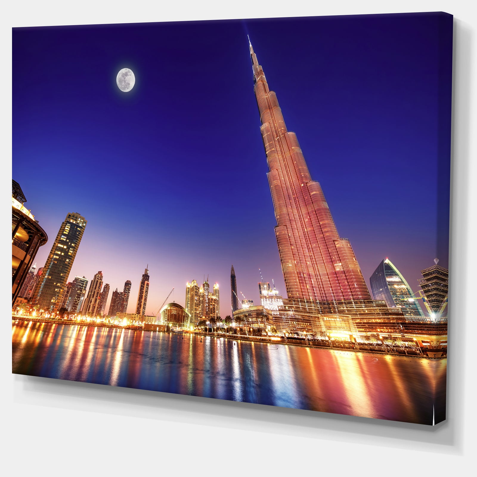 Burj Khalifa Night Landscape - Cityscape Wall Art on Canvas