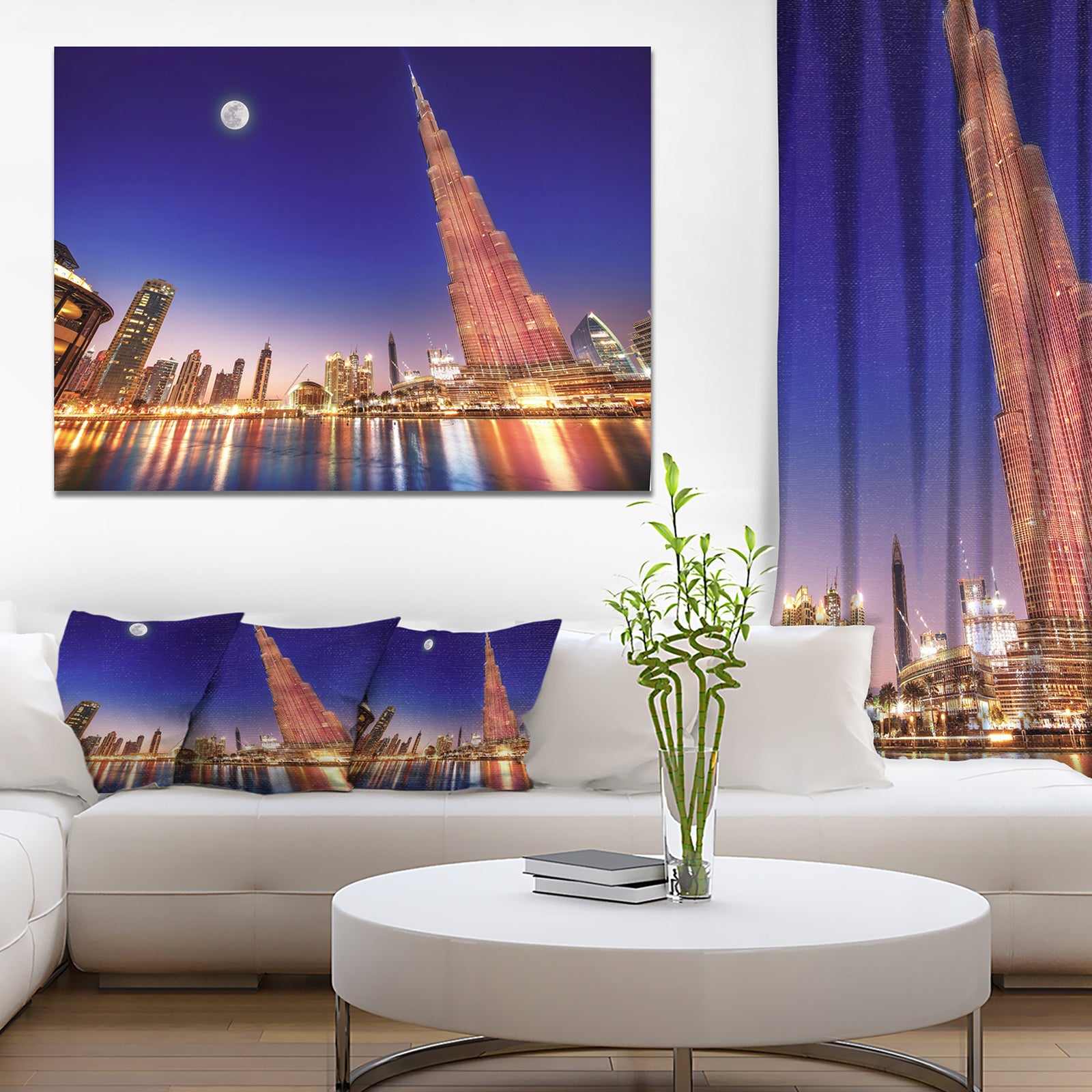 Burj Khalifa Night Landscape - Cityscape Wall Art on Canvas