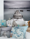 Pier and Boats at Seashore - Bridge and Pier Canvas Wall Art