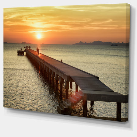 Boat Pier at Sunset - Bridge and Pier Canvas Wall Art
