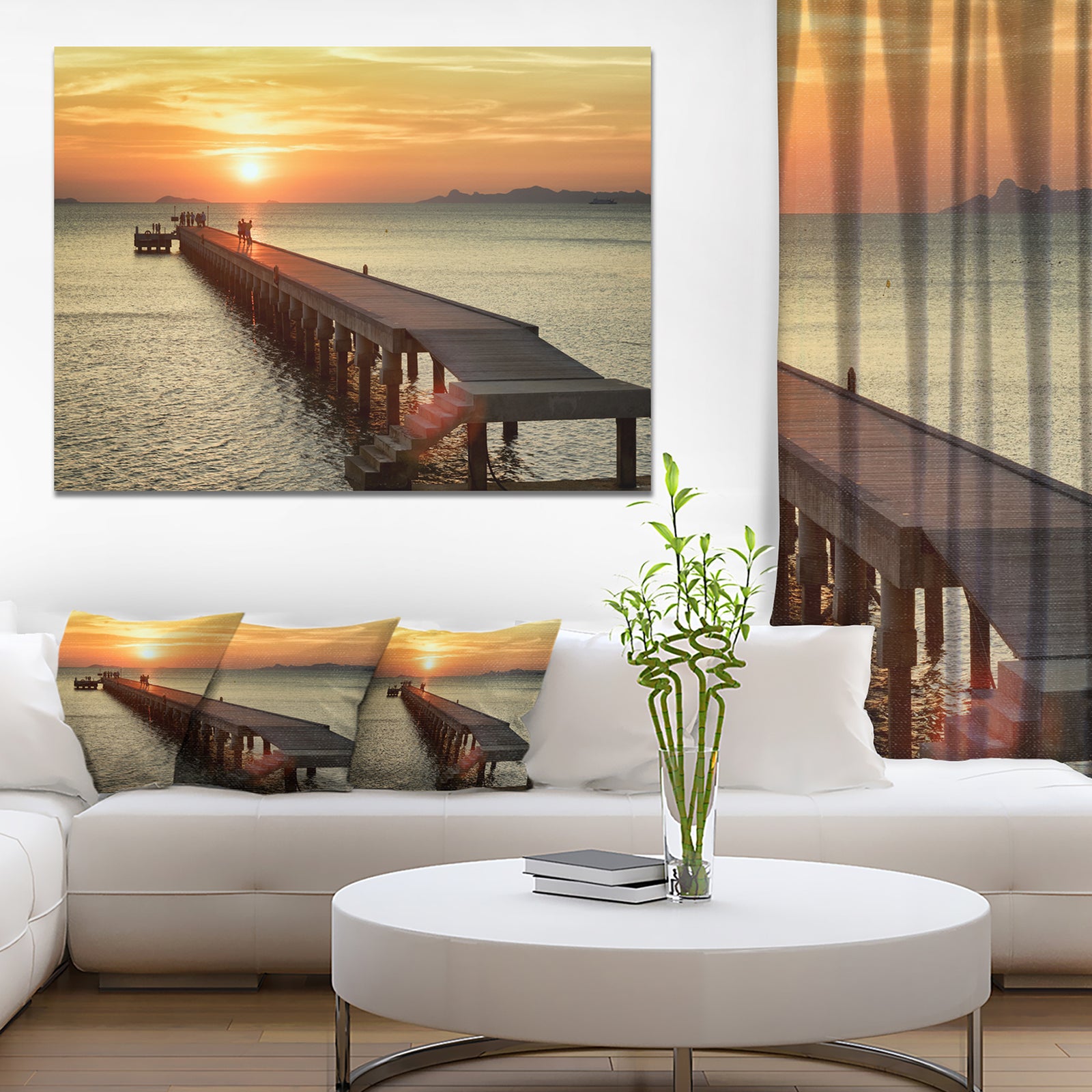 Boat Pier at Sunset - Bridge and Pier Canvas Wall Art