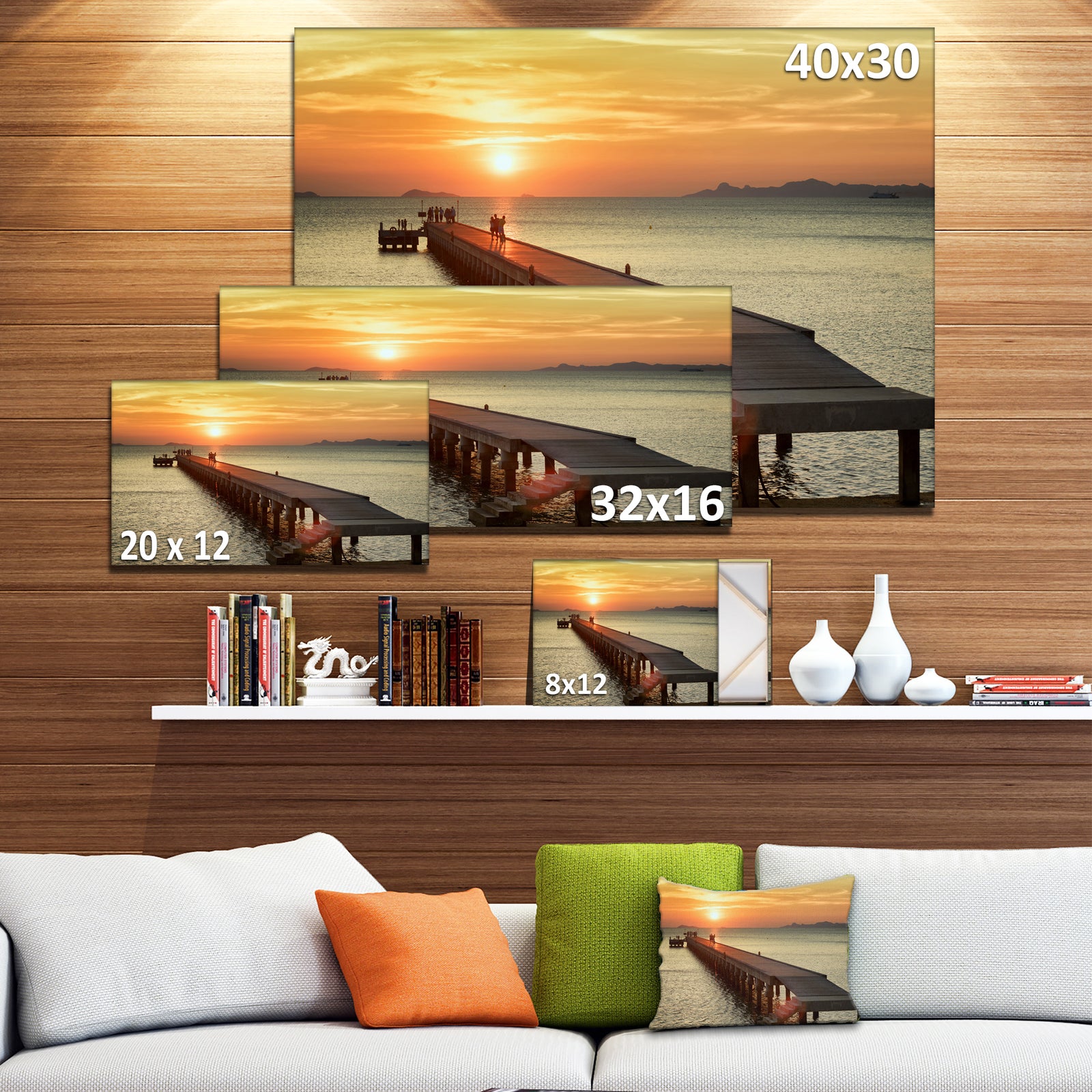 Boat Pier at Sunset - Bridge and Pier Canvas Wall Art