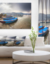 Blue Boats in Pokhara Lake - Boat Canvas Wall Art