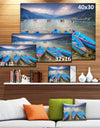 Row of Blue Boats in Pokhara Lake - Boat Wall Artwork on Canvas